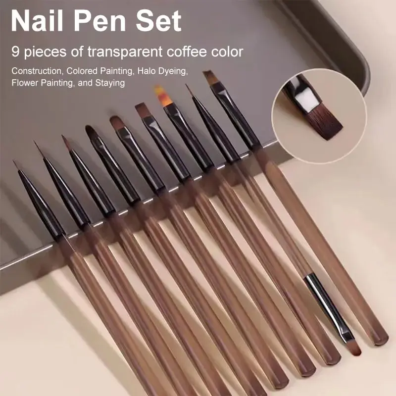Furniture Hardware Nails - 9-częściowy zestaw pędzli do zdobienia paznokci